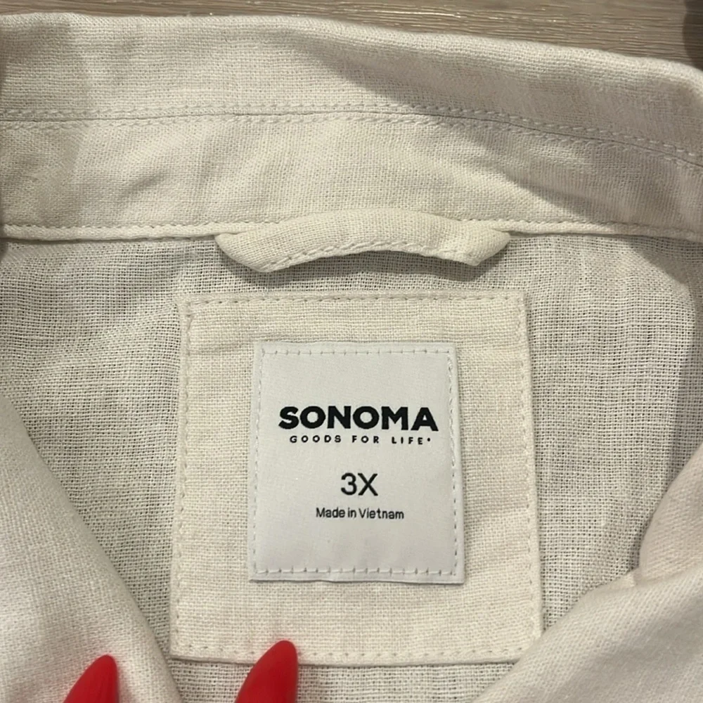 NWT Sonoma women’s plus size 3X polar beige lightweight Linen blend jacket coat